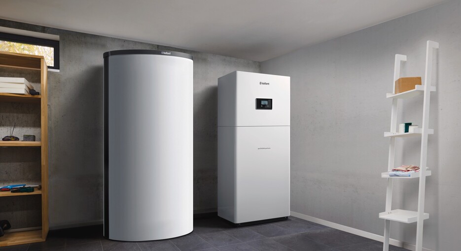 pompa ciepła zamontowana w pomieszczeniu gospodarczym