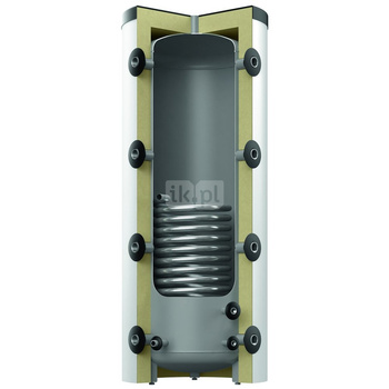 Zbiornik buforowy stojący REFLEX HF 500/1_C pojemność 500 l z wężownicą, izolacja: włókna poliestrowe z płaszczem foliowym, kolor: srebrny