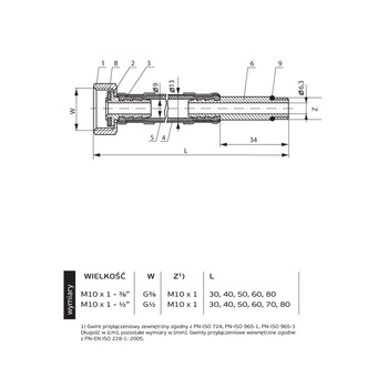 Wąż przyłączeniowy elastyczny PERFEXIM PHA-9145/L DN 8, GW x GZ, 3/4'' x M10, długość 600 mm