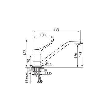 Bateria zlewozmywakowa stojąca FERRO ALGEO MEDICO, kolor chrom