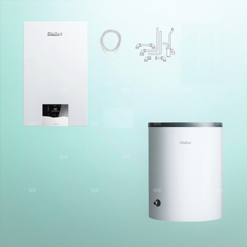 Pakiet - Kocioł gazowy jednofunkcyjny VAILLANT ecoTEC plus VC 20CS/1-5 kondensacyjny wiszący 2.8 - 21 kW + Zasobnik c.w.uVIH R 150/6 B + Zestaw podłączeniowy