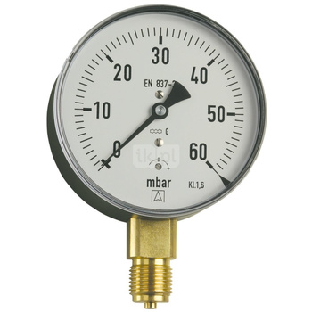 Ciśnieniomierz różnicowy AFRISO KP D201 0/400 mbar mosiądz G1/4B radialne fi 63, kl. 1.6%