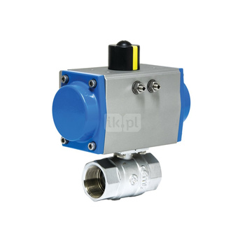 Zawór odcinający kulowy mosiężny, typ PKO gwintowany z napędem pneumatycznym dwustronnego działania, Pnom=2,5MPa, Tmax=180C 1"