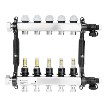 Rozdzielacz do ogrzewania podłogowego AFRISO ProCalida VA 1C 5-obieg. stal nierdzewna GZ 1'' x euroconus 3/4''