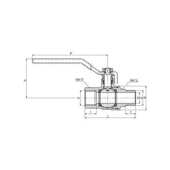 Zawór kulowy PERFEXIM HUZAR typ ciężki PHA-200/2 mosiądz niklowany 3/4'' GZ x GW, uchwyt: dźwignia