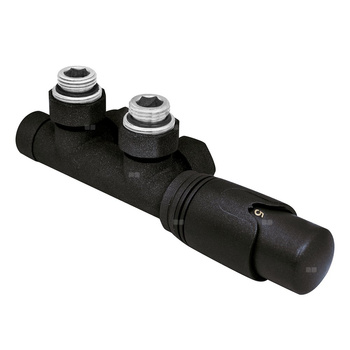 PHA-036CS Zestaw termostatyczny kątowy z nastawą wstępną do podłączenia grzejnika czarny struktura