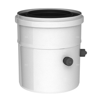 Złączka krócca kotła fi80/125mm z otworami pomiarowymi biała