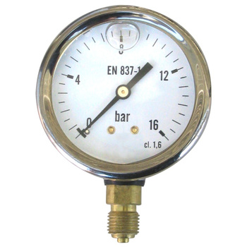 Manometr z rurką Bourdona SOCLA glicerynowy 212G 0-6 bar Gwint zewnętrzny 1/4'' radialny fi 50 mm, obudowa ze stali nierdzewnej