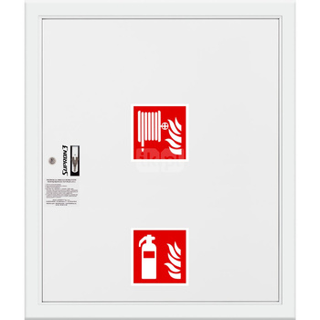 Hydrant DN 25 FIT wnękowy z miejscem na gaśnicę pod zwijadłem, wąż 20 m, zamek patent, RAL 9003