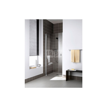 Kermi drzwi wahadłowe Raya 1TR 1000x 2000 BV: 978-1008 srebro wysoki połysk, szkło ESG przezroczyste z Clean