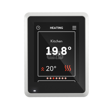 Bezprzewodowa jednostka pokojowa z dotykowym wyświetlaczem serii S, umożliwia sterowanie podstawowymi funkcjami pompy ciepła tj. regulację funkcji ogrzewania, chłodzenia, produkcji dodatkowej ciepłej wody oraz wentylacji, RMU S40