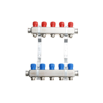 Rozdzielacz do instalacji c.o. QIK Optimo III RNRR-2 (inox) GW 1'', 11-obieg. GZ 3/4'' z korkami i nyplami