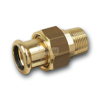 Śrubunek SANHA PURAPRESS trzyczęściowy, miedź, 12 mm x 1/2'' (zw x GZ)