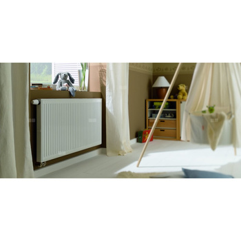 Grzejnik płytowy typ 11 KERMI Profil-V, lewy, z osłonami wym. 750 x 1200 mm, kolor biały, moc 1422 W