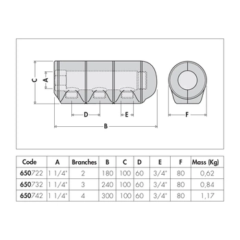 Modułowe rozdzielacze pojedyncze do instalacji klimatyzacyjnych 1" x 3 3/4” GZ