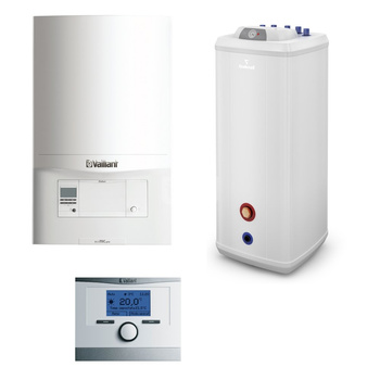 Pakiet - Kocioł gazowy jednofunkcyjny VAILLANT ecoTEC pro VC 186/5-3 kondensacyjny wiszący 5.7-20.0kW + Czujnik c.w.u.  + Regulator calorMATIC 350 + Zasobnik c.w.u Vulcan 120L stojący