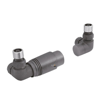 PHA-037G Kpl. termostatyczny "lewy" z nastawą wstępną do podłączenia grzejnika łazienkowego grafit