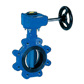 Przepustnica z otworami gwintowanymi SYLAX z przekładnią ślimakową, dysk: GGG40 epoksyd., wykładzina: EPDM, korpus: GGG40 epoksyd., Pnom 1,6 MPa, tmax=120 st.C DN100