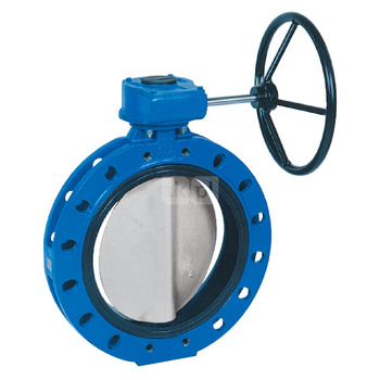 Przepustnica kołnierzowa SYLAX z przekładnią ślimakową, dysk: AISI316, wykładzina: EPDM, korpus: GGG40 epoksyd., Pnom 2,0 MPa, tmax=90 st.C DN450