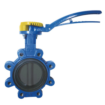 Przepustnica z otworami gwintowanymi SYLAX GAS z dźwignią ręczną, dysk: GGG40 powl. poliamidem, wykładzina: NBR, korpus: GGG40 epoksyd., Pnom 0,6 MPa, tmax=60 st.C DN 125