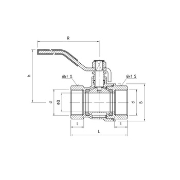 Zawór kulowy PERFEXIM PHA-001 mosiądz niklowany, PN30 3/8'' GW, uchwyt: dźwignia (niebieska)