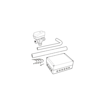 Grupa basenowa umożliwia podłączenie pompy ciepła do wymiennika basenowego, Zestaw zawiera zawór trójdrożny z siłownikiem, kartę rozszerzeń, akcesoria montażowe oraz czujniki temperatury obiegu basenowego, POOL 500