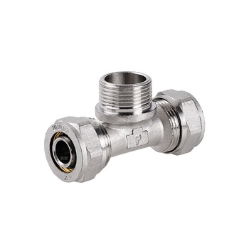 Trójnik PERFEXIM 708 mosiądz niklowany 20 mm x 1/2'' x 20 mm (zz x GZ x zz)