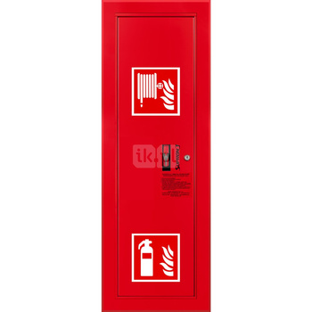 Hydrant DN 25 wnękowy boczny z miejscem na gaśnicę, wąż 20 m, zamek patent, RAL 3000 lewy