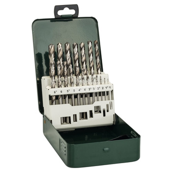 19-częściowy zestaw Wierteł do metalu HSS-G, DIN 338 1,0, 1,5, 2,0, 2,5, 3,0, 3,5, 4,0, 4,5, 5,0, 5,5, 6,0, 6,5, 7,0, 7,5, 8,0,