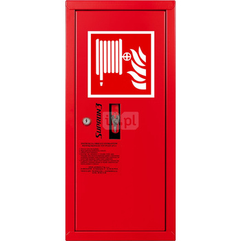 Hydrant DN 52 zawieszany boczny ze zwijadłem, wąż 15 m, zamek patent, RAL 3000 lewy