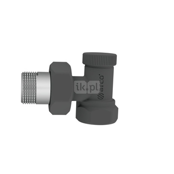 Zawór grzejnikowy ARCO TEIDE PLUS kątowy (kąt prosty), połączenie 1/2'' x 16 czarny