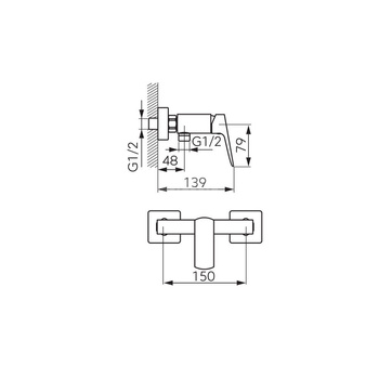 Bateria natryskowa ścienna FERRO VITTO BLACK VERDELINE, kolor czarny