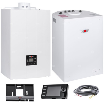 Pakiet - Kocioł gazowy jednofunkcyjny WOLF FGB-35 kondensacyjny wiszący 7.5 - 34.9 kW + RegulatorBM-2 + Zasobnik c.w.uCSW-120