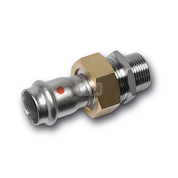 Śrubunek SANHA NiroTherm Press z uszczelką i nakrętką z mosiądzu trzyczęściowy, stal nierdzewna, 54 mm x 2'' (zw x GZ)