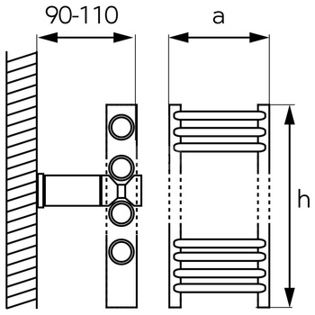 Grzejnik drabinkowy FERRO Prosty, podłączenie dolne, rozstaw 406, wym. 1200 x 450 mm, kolor biały, moc 482W