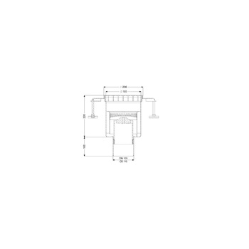 Wpust Ferrofix 185, odpływ pionowy, 206x206, ruszt kratowy M125, kołnierz 15mm do uszczelnień płynnych