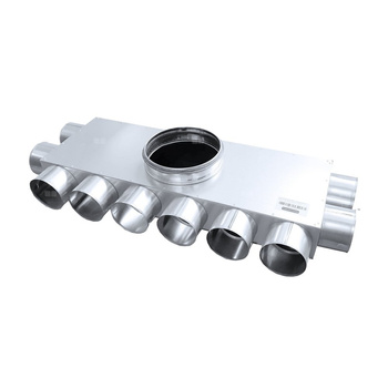 Rozdzielacz TopFlex Metal kątowy jednorzędowy z izolacją wewnętrzną DN 160/przyłącza 10 x DN75 (2+6+2)