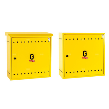 Skrzynka gazowa, 600x600x250, wolnostojąca, metalowa, z płaskim daszkiem - popielata