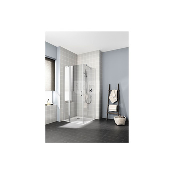 Kermi Drzwi wahadłowe Cada XS 1NR,  1-skrz. z polem stałym, szerokość 1200 mm wysokość 2000 mm, otwierane w prawo, kolor srebro wysoki połysk, szkło ESG 5 mm Serigrafie Cada XS