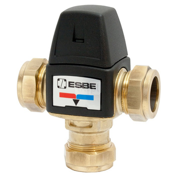 Zawór regulacyjny termostatyczny do wody ciepłej ESBE VTA353 CPF22 20-1,5 mosiądz pierścień zaciskowy, DN 20, zakres temp. 35-60'C, Kvs 1.5 m3/h