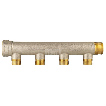 Rozdzielacz hydrauliczny HERZ mosiądz GW x GZ 3/4'', odgałęzień: 4 Gwint zewnętrzny (1/2'')