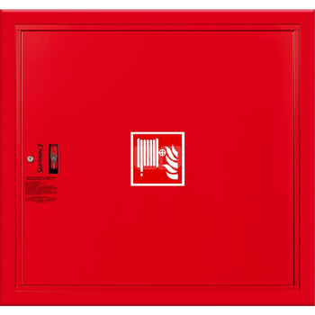 Hydrant DN 33 wnękowy, wąż 20 m, ocynk fasada, zamek patent, RAL 3000