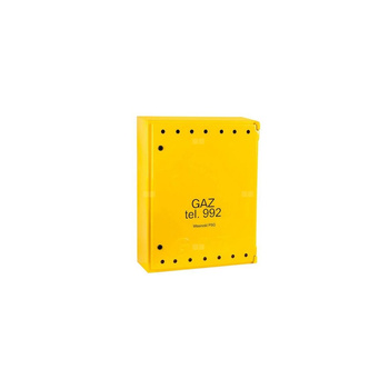 Punkt redukcyjno-pomiarowy na 2 gazomierze G4/G6, w pionie, w skrzynce z laminatu 670x870x250 - żółty