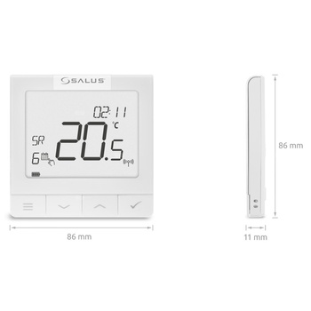 Temostat pokojowy bezprzewodowy SALUS WQ610RF, kolor biały 230 V z wyświetlaczem