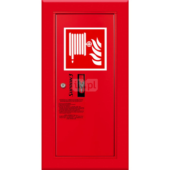 Hydrant DN 52 wnękowy boczny z koszem, wąż 20 m, zamek patent, RAL 3000 lewy