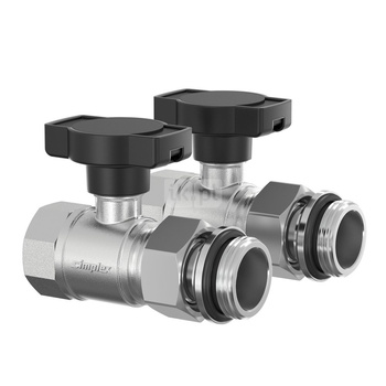 ZESTAW PRZYŁĄCZENIOWY DO ROZDZIELACZA, POZIOMY, DN20, 1" GW x 1" GZ, mosiądz niklowany