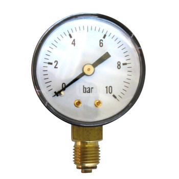 Manometr z rurką Bourdona SOCLA 2212B 0-25 bar Gwint zewnętrzny 1/4'' radialny fi 50 mm, obudowa z tworzywa sztucznego