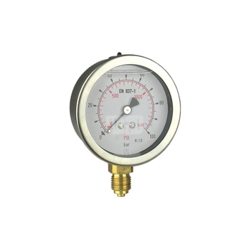 Manometr z rurką Bourdona AFRISO RF wstrząsoodporny 0/100 bar G1/4B aksjalne fi 63 mm, kl. 1.6%