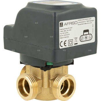 3-drogowy zawór strefowy AZV 647, DN20, G1'' kątowy, Kvs 5,5, 230 V AC, AB-B
