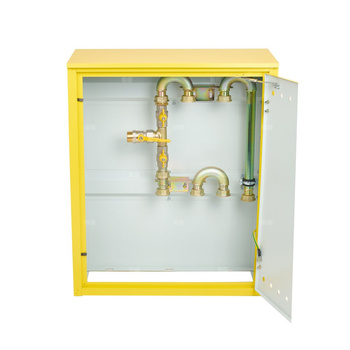 Punkt redukcyjno-pomiarowy na 2 gazomierze G4/G6, w pionie, w skrzynce metalowej 700x850x250 - popielaty